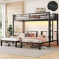 Sturdy Metal Triple Bunk Bed with LED Lights, Storage, and Charging Station for Kids