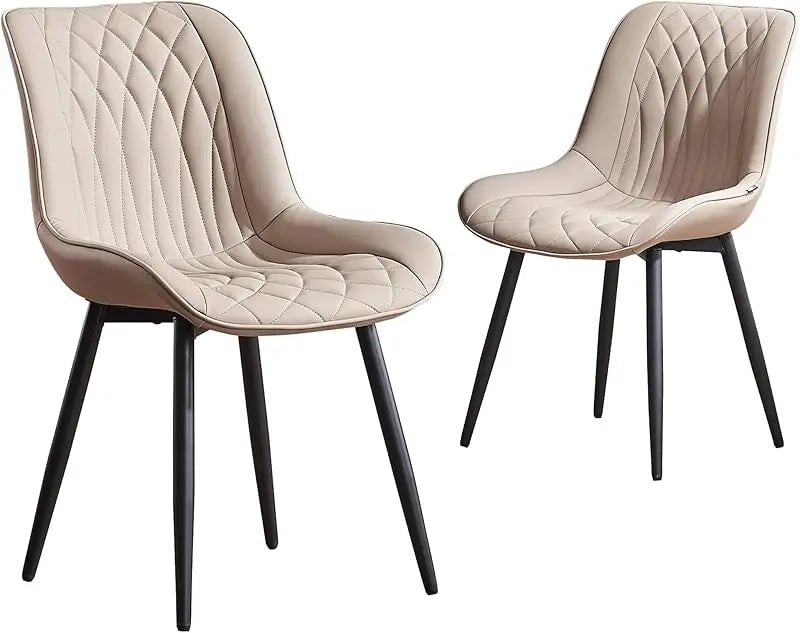 Black Dining Chairs Set of 2 with High Backs Mid Century Modern Kitchen & Dining Room Chairs PU Faux Leather Upholstered