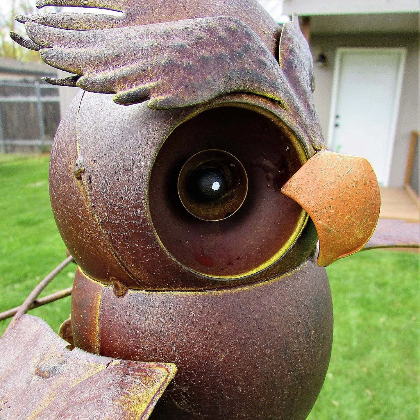Flapping Metal Brown Gray Owl Yard Stake Rocking Wind Whirly Garden Art Garden Decoration Outdoor 1pcs