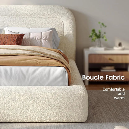 Bed Frame and Headboard, Upholstered Cloud Bed Frame, Anti-Collision Soft Rounded Corners, for Modern Bedrooms