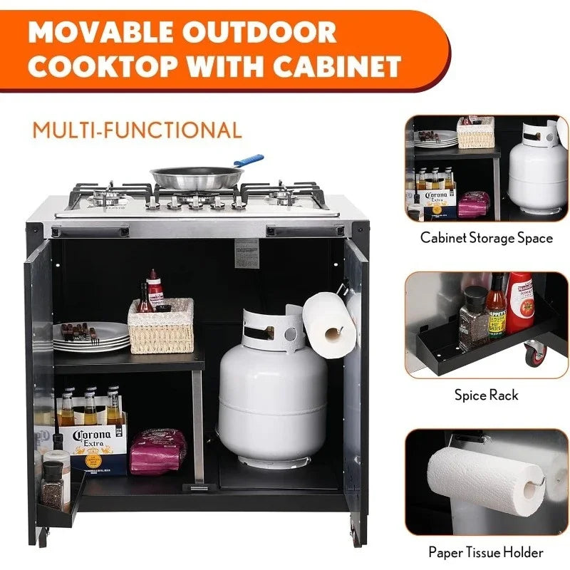 Outdoor Propane Grill 5 Burners with 36,200 BTUs