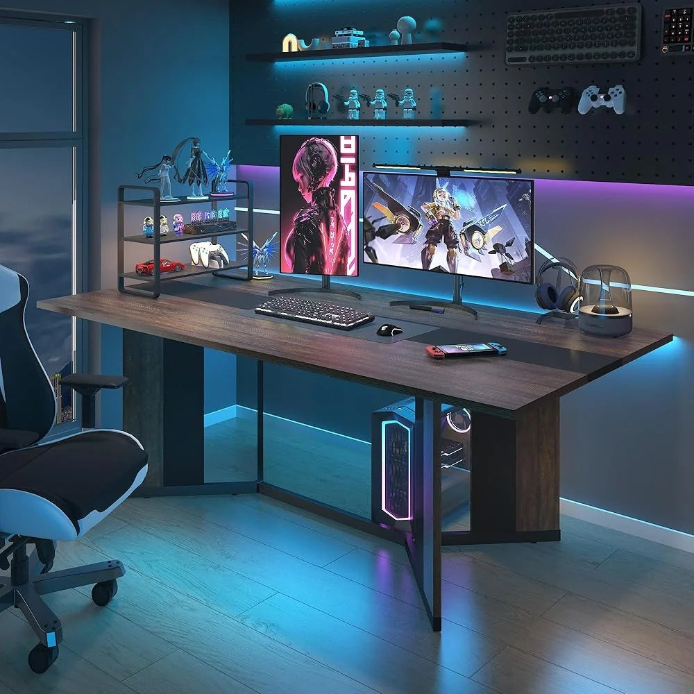 Large Rectangular Dining Table Waterproof Top Adjust Modern Kitchen Table Family Gatherings Coffee Office Display Game