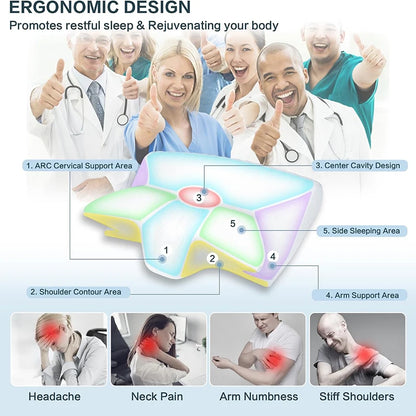 1pc Memory Foam Cervical Pillow, 2 in 1 Ergonomic Contour Orthopedic Pillow for Neck Pain, Contoured Support Pillows
