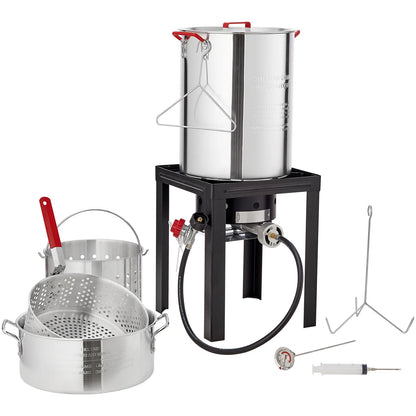 Gas One Turkey Fryer Propane Burner Complete Kit 30 Qt. Turkey and 10 Qt. Fish Fryer Boiler Steamer Set