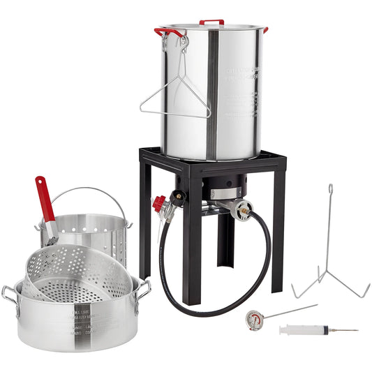 Gas One Turkey Fryer Propane Burner Complete Kit 30 Qt. Turkey and 10 Qt. Fish Fryer Boiler Steamer Set