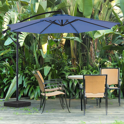 10FT Outdoor Patio Umbrella Hanging Cantilever with Easy Tilt Adjustment UV Protection 8 Sturdy Ribs for Backyard Garden