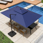 9' X 12' Cantilever Patio Umbrella 360°Rotation Rectangular Outdoor Large Offset Umbrellas Double Top Heavy Duty Windproof