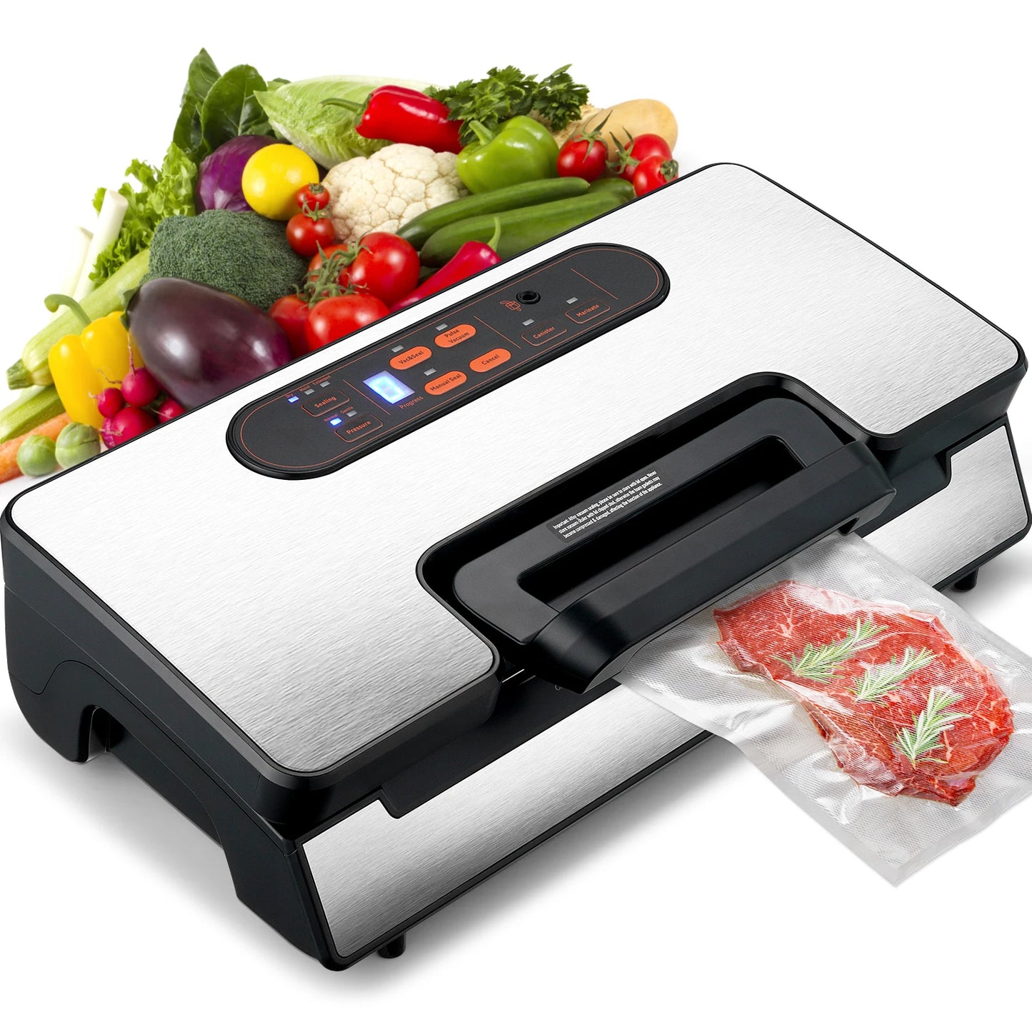 90Kpa 130W Vacuum Sealer Food Packaging Machine with Free 10pcs Vacuum bags for Household Kitchen