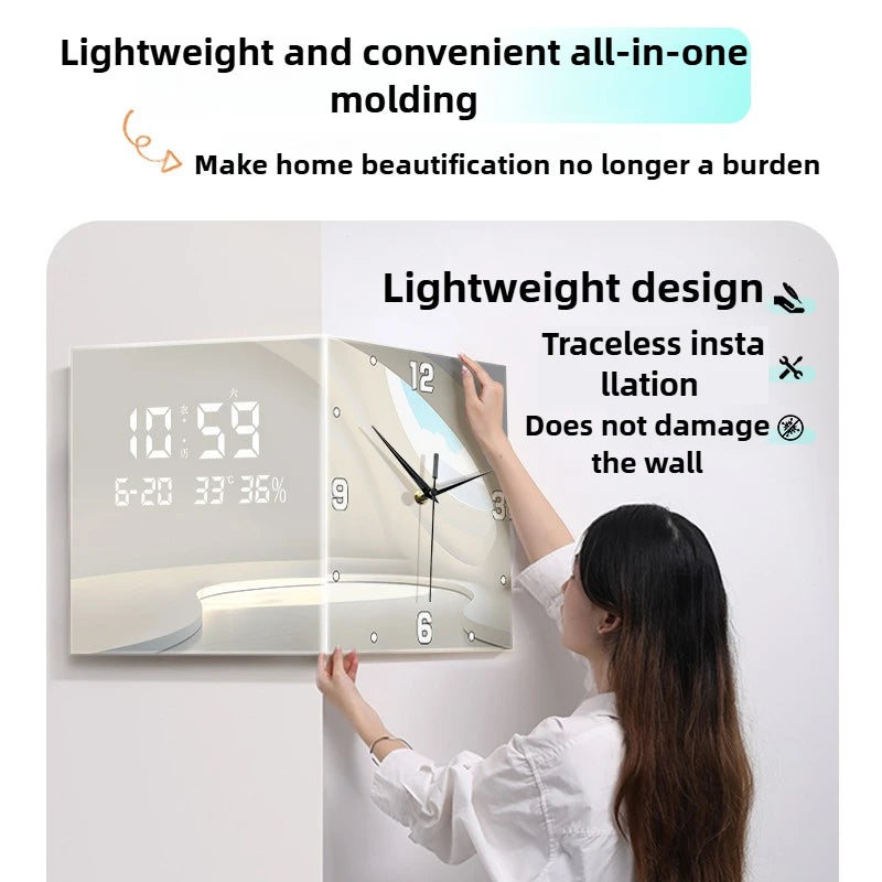 Living Room Corner Wall Mounted Clocks Double Sided Needle Digital Wall Clocks Acrylic Modern Design Clock Luxury Home Decor
