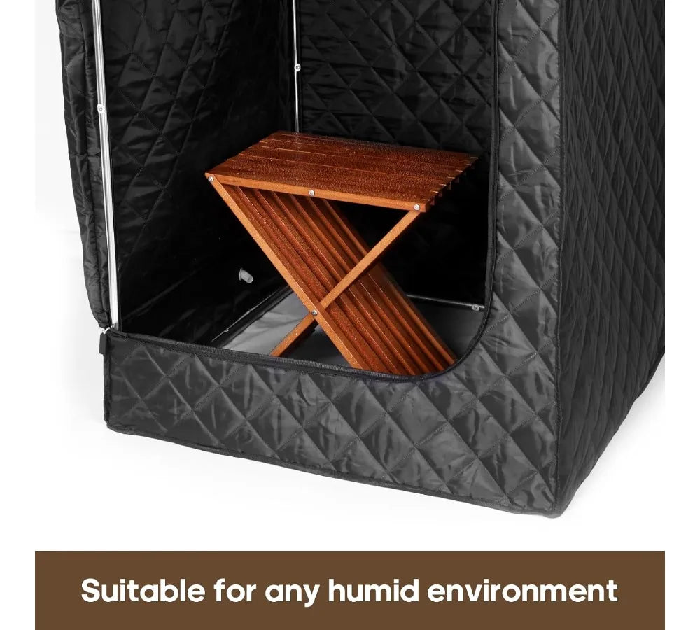 Folding Bamboo Wood Stool - Waterproof Sauna Shower Bench, Compact Multi-Use Seat for Bathroom & Steam Room