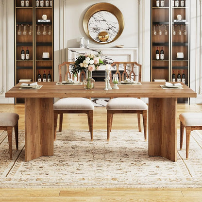 63-inch Dining Table for 4-6, Farmhouse Table with Large Tabletop, Rectangular Eating Table for Dining Room, Living Room