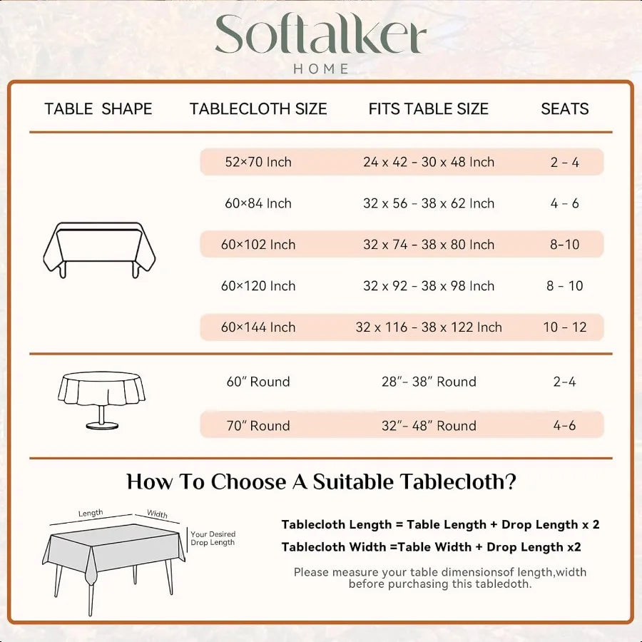 Fall Tablecloth 70x70 Inch Round Thanksgiving Autumn Harvest Pumpkin Buffalo Plaid Decoration Table Cloth Stain Resistant