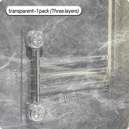 Bathroom Towel Pole Non Perforated Wall Mounted Suction Cup Storage Rack Bathroom Multi Pole Rotating Towel Storage Rack