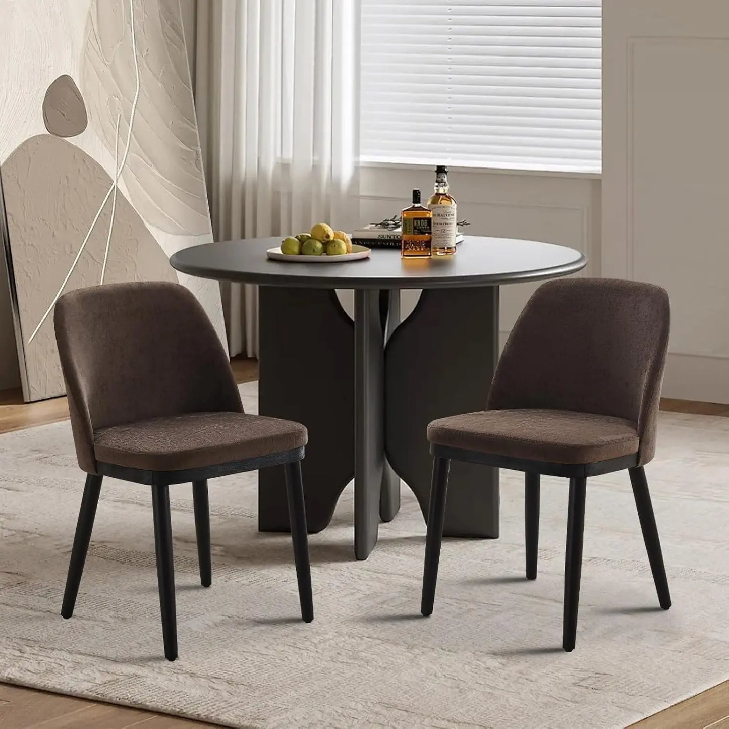 Upholstered Dining Chairs Set of 2, Modern Kitchen Chairs with Thick Cushions, Dining Room Chair with Wood Legs for Dining Room