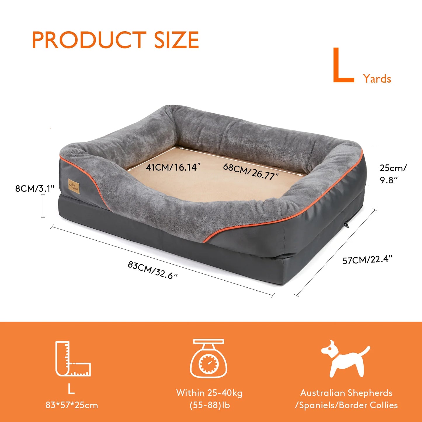 Large Dog Bed Soft Comfortable Anti Allergy Warm Fleece Removable Washable Cover Pet Bed Waterproof
