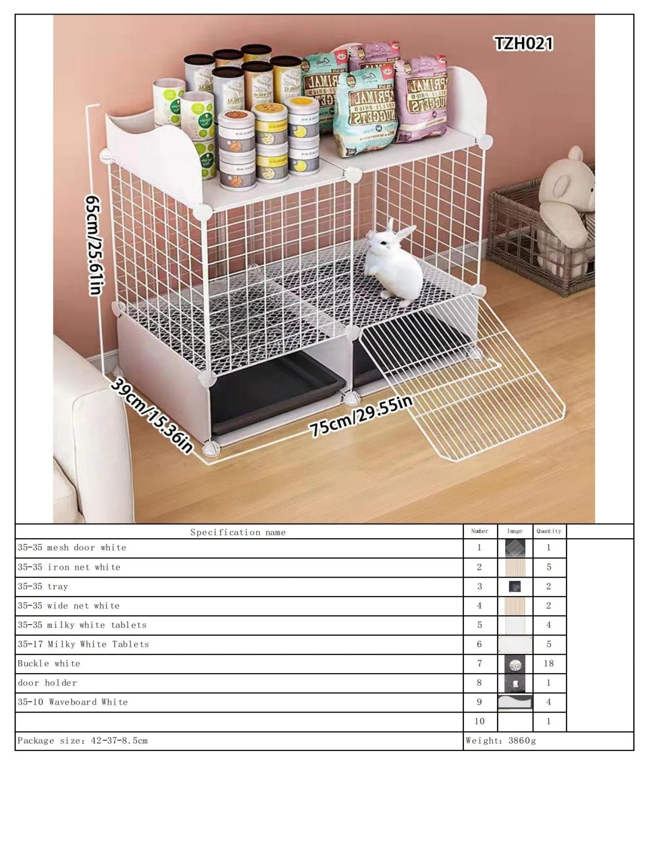 Rabbit Cage, Indoor Rabbit Cage for Home Use, Anti-Urination, Large Pet Enclosure, Double-Layer Small Pet New Type House