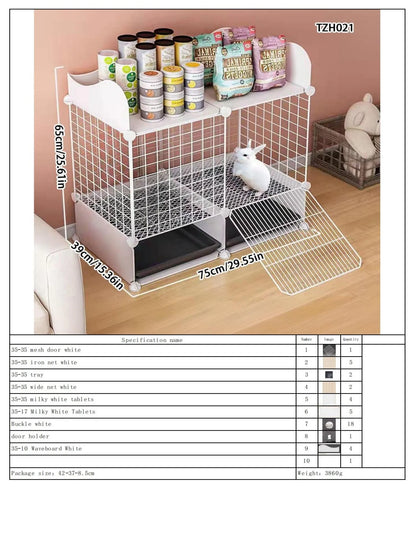 Rabbit Cage, Indoor Rabbit Cage for Home Use, Anti-Urination, Large Pet Enclosure, Double-Layer Small Pet New Type House