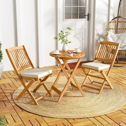 Folding Bistro Set, Outdoor Table and Chairs Set with Soft Cushions
