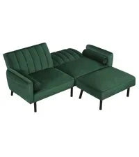 Sleeper Sofa Pullout Bed for Living Room.L Shaped Couch with Storage Chaise.USB.Cup Holder (Dark G