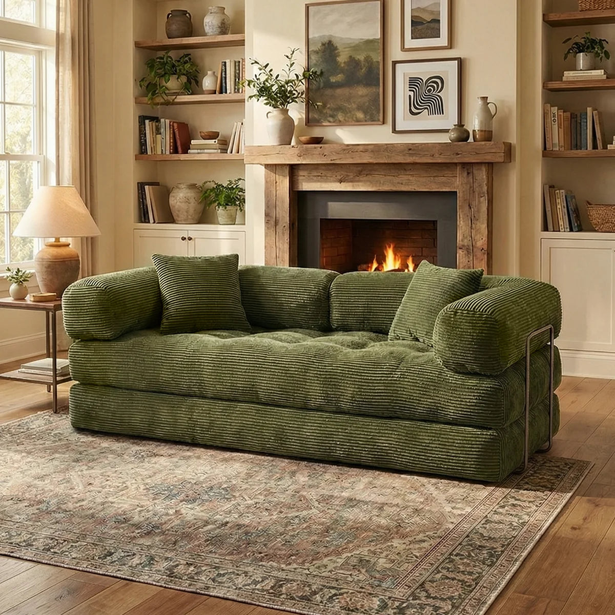 Futon Sofa Bed light or dark gray Convertible Couch 4-in-1 Folding Corduroy Boneless Sleeper Loveseat for Living Room