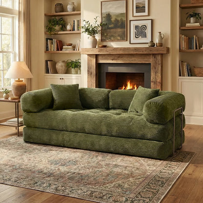 Futon Sofa Bed light or dark gray Convertible Couch 4-in-1 Folding Corduroy Boneless Sleeper Loveseat for Living Room