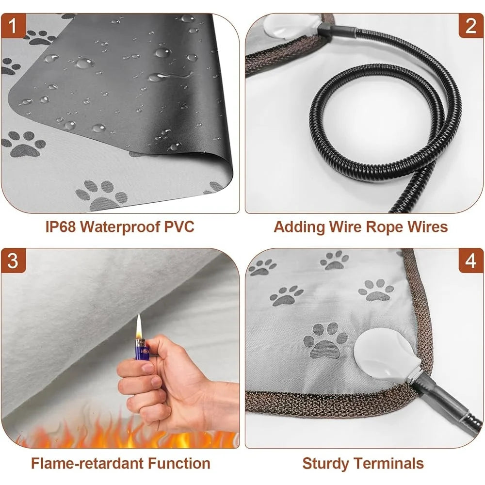 Large Dog Heating Pad Waterproof Pet Bed Intelligent Thermostat Rapid Heating Whelping Supplies Durable Polymer Fabric Safety