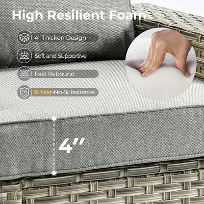 Outdoor Sectional Patio Furniture Set with Fire Pit Table,13 Pieces Wicker Conversation Sets L Shaped Couch,Extra Deep