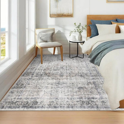 Washable Area Rug Stain-Resistant Throw Rug Indoor Carpet with Non-Slip Backing Foldable non-