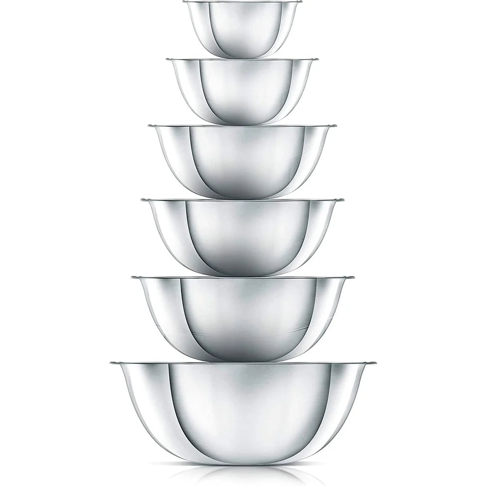 6 Piece Stainless Steel Mixing Bowl Set